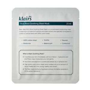 Klairs - Rich Moist Soothing Mask 23ml